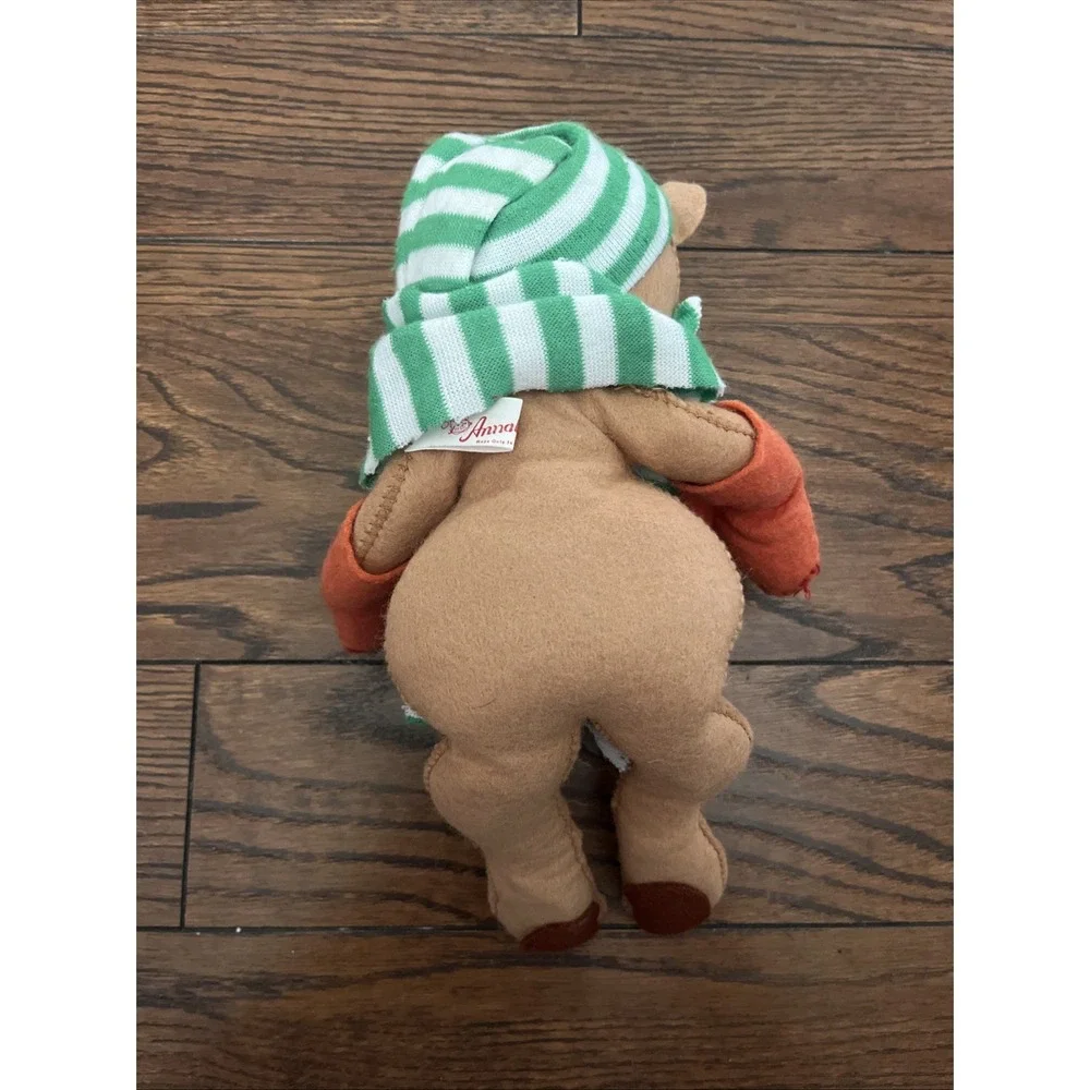 Annalee Vintage 1984 Annalee Doll Christmas BEAR ? Mouse ? Green Striped SCARF